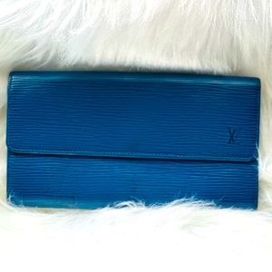 LV Blue Epi Leather Porte Trevor Wallet